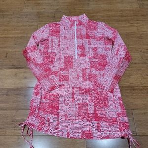 IBKUL Long Sleeve Golf Pullover Long Tunic 1/2 Zip Top Size Large Mesh Vented